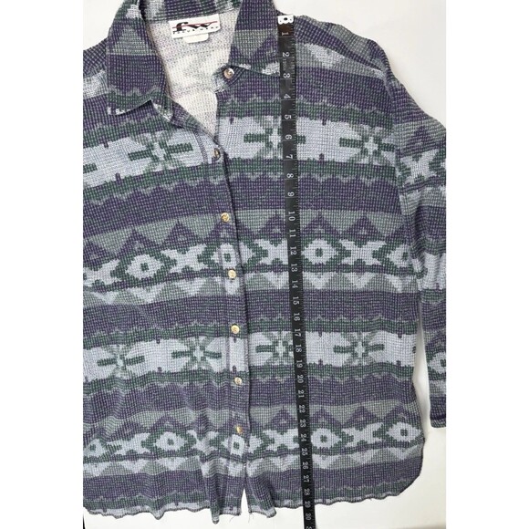 Vintage Focus Wear Womens Large Southwest Aztec Waffle Knit Shirt Made in USA - Picture 8 of 11